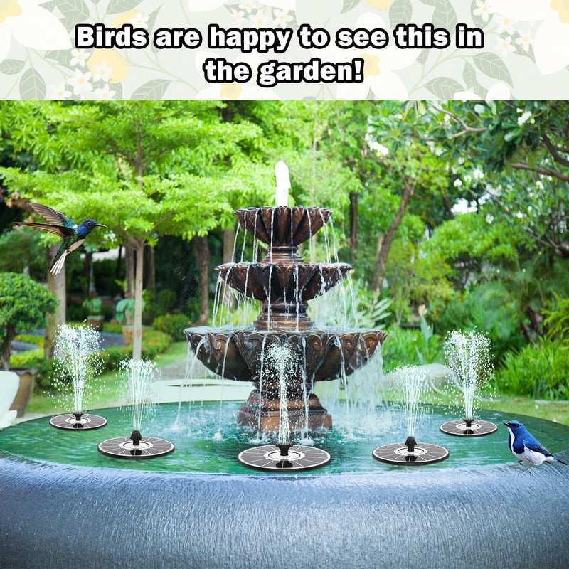 Yzert Solar Fountain White Flower, 3.5W Glass Bird Bath Fountains Solar Power No Battery with 4 Fixed Rods & 7 Nozzles, Solar Fountain Pump for Bird Bath, Pool, Garden, Outdoor, Pond - Image 2